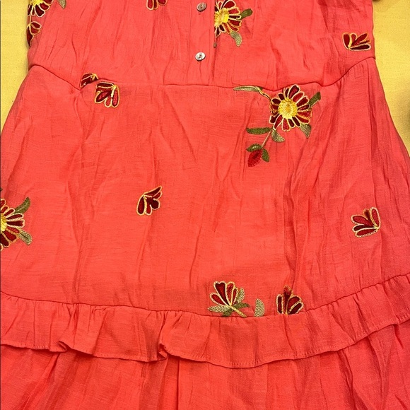 ANTHROPOLOGIE FIG and Flower Coral Floral Midi Dress size Medium. - Picture 9 of 13